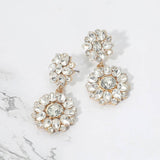 Floral Stone Cluster Drop Dangle Evening Earrings