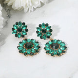 Floral Stone Cluster Drop Dangle Evening Earrings