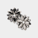 Marquise Stone Cluster Flower Evening Earrings