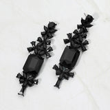Bold Geometric Stone Drop Evening Earrings