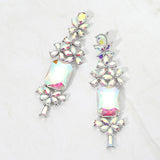 Bold Geometric Stone Drop Evening Earrings