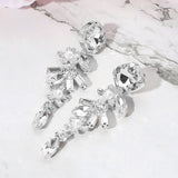 Pearl Accented Flower Stone Cluster Drop Evening Earrings