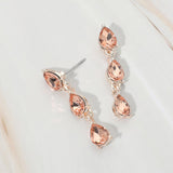 Triple Teardrop Cluster Link Drop Evening Earrings