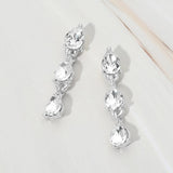 Triple Teardrop Cluster Link Drop Evening Earrings