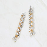 Marquise Crystal Cluster Linear Drop Evening Earrings