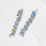 Marquise Crystal Cluster Linear Drop Evening Earrings