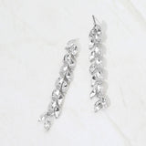 Marquise Crystal Cluster Linear Drop Evening Earrings