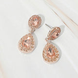 Faceted Teardrop Dangle Evening Earrings