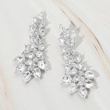 Teardrop Stone Cluster Embellished Drop Evening Earrings