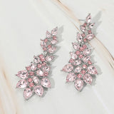 Teardrop Stone Cluster Embellished Drop Evening Earrings