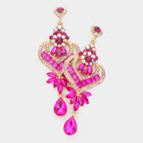Glass Crystal Heart Teardrop Evening Earrings