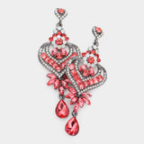 Glass Crystal Heart Teardrop Evening Earrings