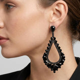Oversized Cutout Teardrop Cluster Vine Evening Earrings