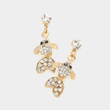 Crystal Rhinestone Fish Dangle Evening Earrings