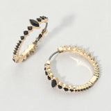 Marquise Stone Accent Round Crystal Around Huggie Hoop Earrings