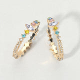 Marquise Stone Accent Round Crystal Around Huggie Hoop Earrings