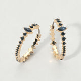 Marquise Stone Accent Round Crystal Around Huggie Hoop Earrings