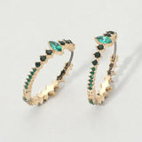 Marquise Stone Accent Round Crystal Around Huggie Hoop Earrings