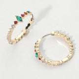 Marquise Stone Accent Round Crystal Around Huggie Hoop Earrings