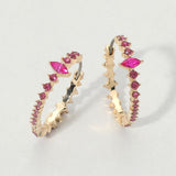 Marquise Stone Accent Round Crystal Around Huggie Hoop Earrings