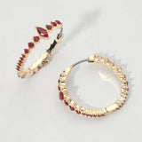 Marquise Stone Accent Round Crystal Around Huggie Hoop Earrings