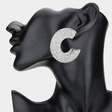 Rhinestone Studded Evening Hoop Earrings