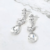 Glass Stone Cluster Embellished Drop Dangle Evening Earrings