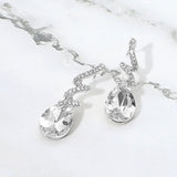 Teardrop Glass Stone Drop Stone Paved Swirl Evening Earrings