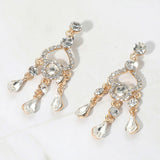 Teardrop Stone Cluster Rip Chandelier Dangle Evening Earrings