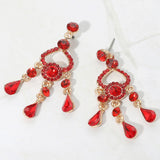 Teardrop Stone Cluster Rip Chandelier Dangle Evening Earrings