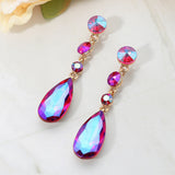 Women's Elegant Multi Faceted Crystal Dangle Statement Earrings