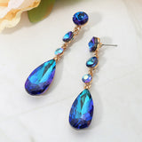Women's Elegant Multi Faceted Crystal Dangle Statement Earrings