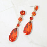 Women's Elegant Multi Faceted Crystal Dangle Statement Earrings