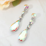 Women's Elegant Multi Faceted Crystal Dangle Statement Earrings