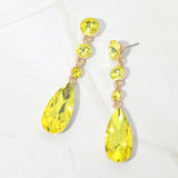Women's Elegant Multi Faceted Crystal Dangle Statement Earrings