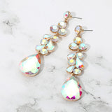 Teardrop Stone Cluster Drop Evening Earrings