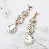 Teardrop Stone Cluster Drop Evening Earrings