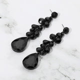 Teardrop Stone Cluster Drop Evening Earrings