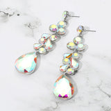 Teardrop Stone Cluster Drop Evening Earrings