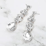 Teardrop Stone Cluster Drop Evening Earrings