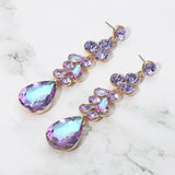 Teardrop Stone Cluster Drop Evening Earrings