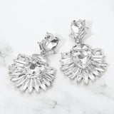 Bold Marquise Stone Fan Drop Statement Evening Earrings