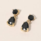 Round Teardrop Stone Link Dangle Evening Earrings