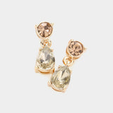 Round Teardrop Stone Link Dangle Evening Earrings