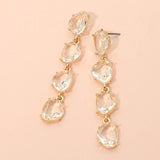 Irregular Faceted Stone Cluster Link Drop Evening Earrings