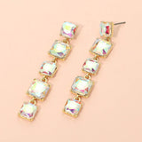 Square Stone Cluster Link Drop Earrings
