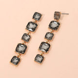 Square Stone Cluster Link Drop Earrings