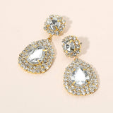 Women's Glass Crystal Teardrop Evening Dangle Earrings