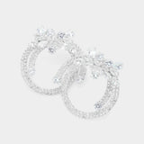 Marquise CZ Stone Embellished Flower Pointed Evening Earrings