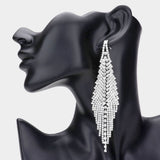 Crystal Rhinestone Fringe Evening Earrings